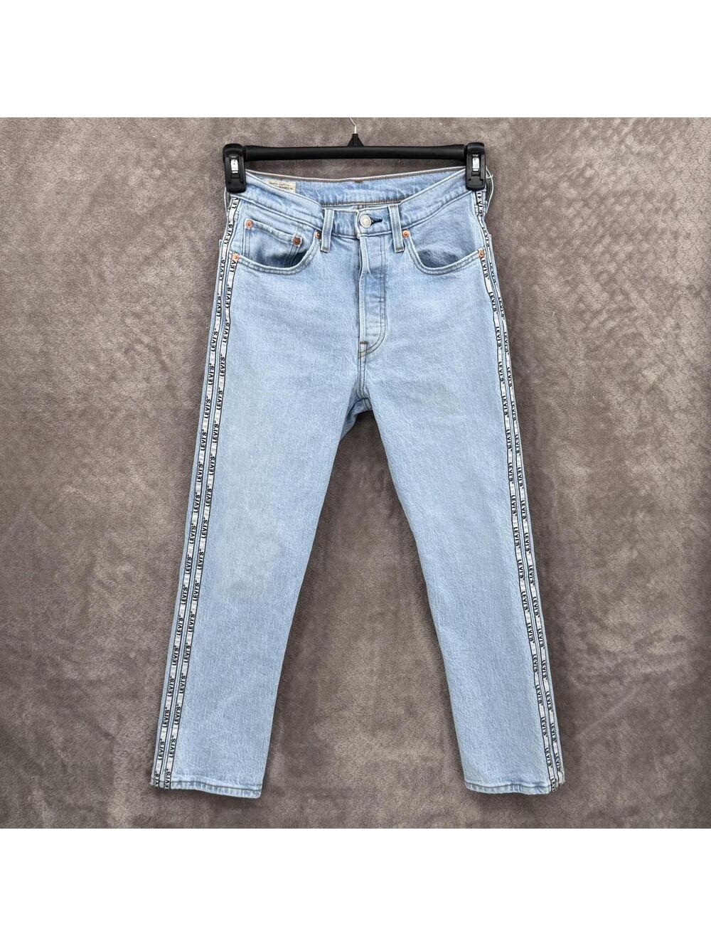 Levi's Premium 501 Jeans Womens 26 Light Wash Button Fly Side Logo Tape Denim